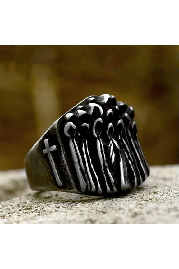 Christian Followers Jesus Cross Ring Stainless Steel Men's Biker Believer Ring-8