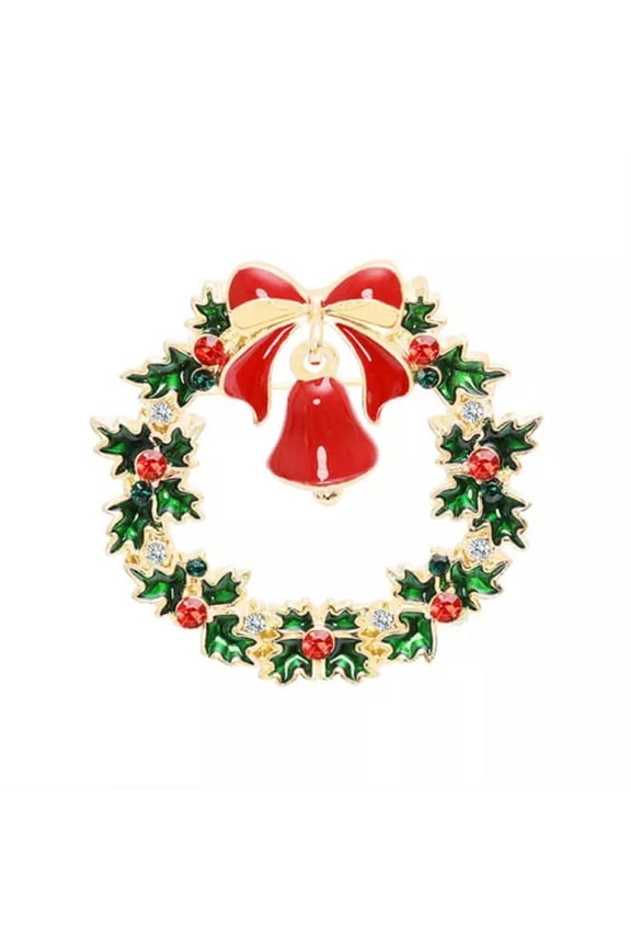 Christmas Brooch Badge Rhinestone Crystal Enamel Brooch Pin Xmas Tree Santa Gift-F