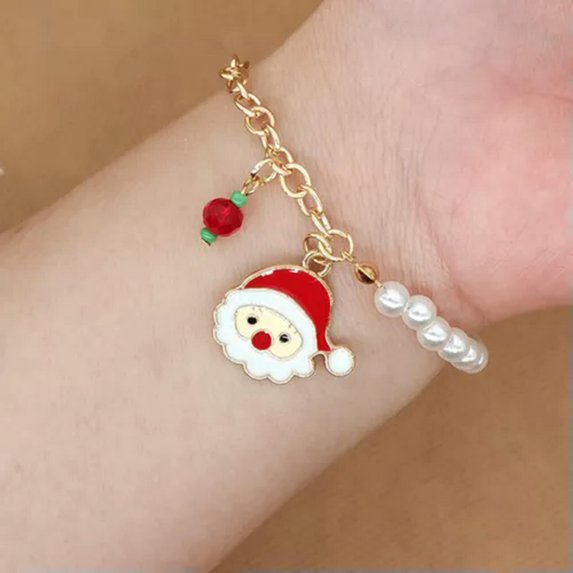 K-KED Christmas Delicate Jewelry Adjustable Theme Metal Bracelet Fashion Pearl Chain -Old Man
