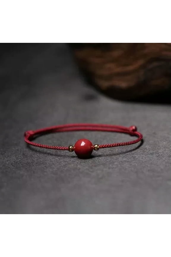 Cinnabar Bead Bracelet Feng Shui Energy Real Delicate Jewelry Stone Natural Gift-Red