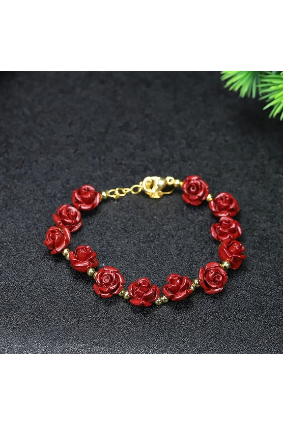 Cinnabar Rose Bracelet Bangle Luxury Delicate Jewelry Energy Gift Real Natural-#5