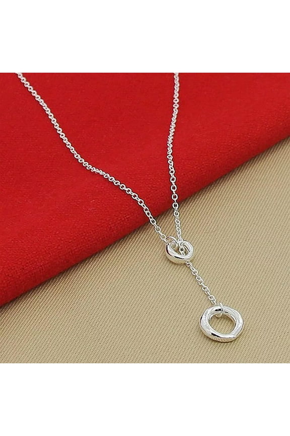 Circle of Style 925 Silver Fashion O Round Circle Chain Necklaces Trendy Jewelry