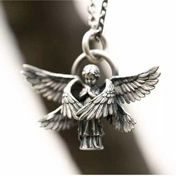 K-KED Classic Angel Pendant Necklace Handmade Seraphim Pray Pendant Long Chain N-lq_