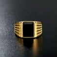 thumbnail image 1 of K-KED Classic Men's Black Stone Wedding Ring Stainless Steel Gold Plated Band Ring-7, 1 of 6