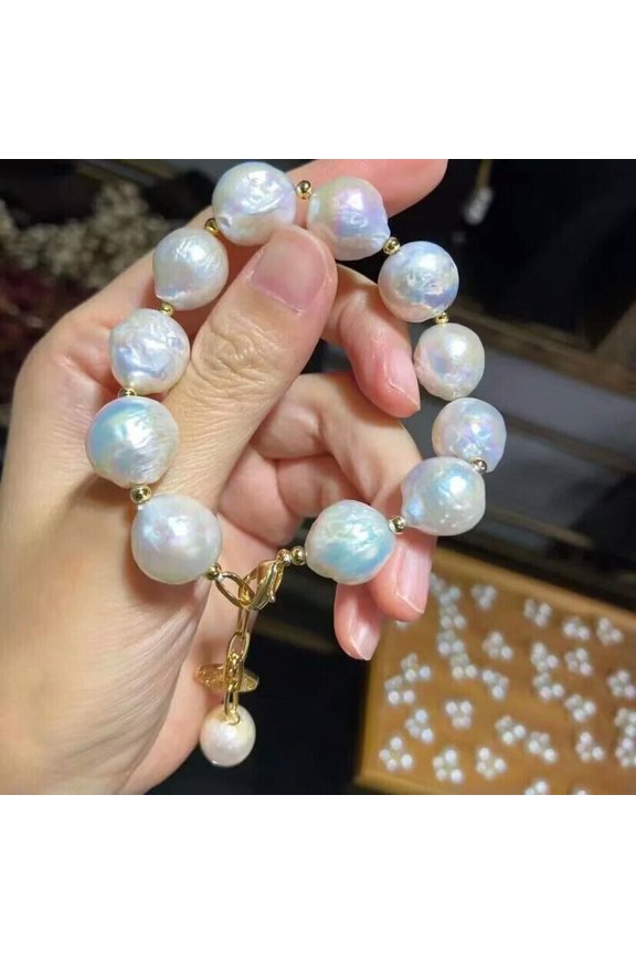 Classic11-13mm South Sea White Pearl Bracelet 7.5-8"925s