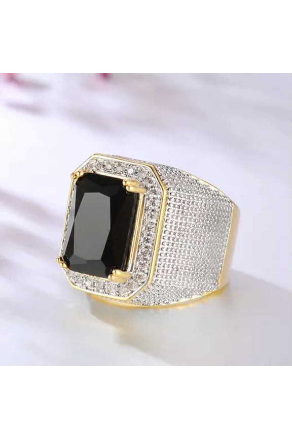 Classical Gold plated Rings Men Wedding Cubic Zirconia Delicate Jewelry Size 6-12-11-Blue