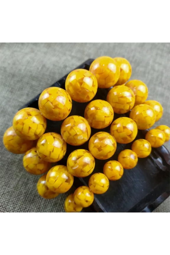 Collect Round Bead Bracelets Yellow Crystal Bracelets Men's and Women's Styles-16mm
