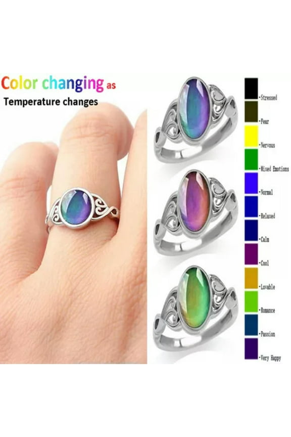 Color Changing Temperature Changes Mood Ring for Women Men Party Gift Size 6-10-9-#1