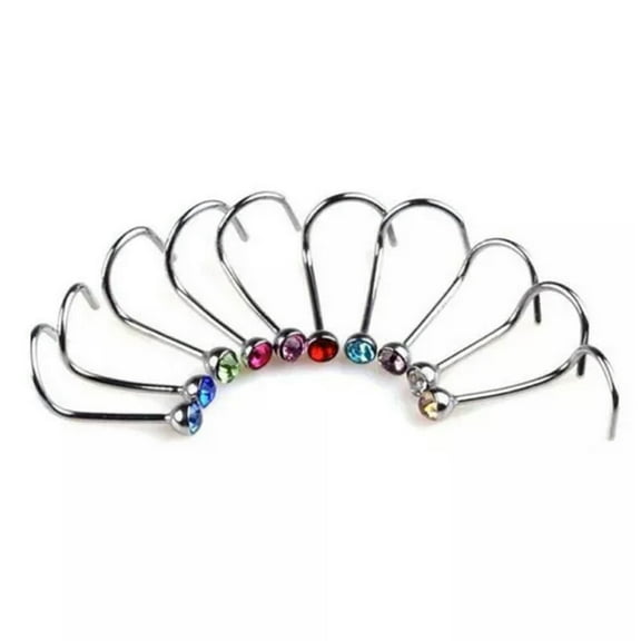 K-KED Colorful Crystal Screw Nose Stud Nostril Ring Body Piercing Delicate Jewelry 60pcs/box-Clear 60pcs