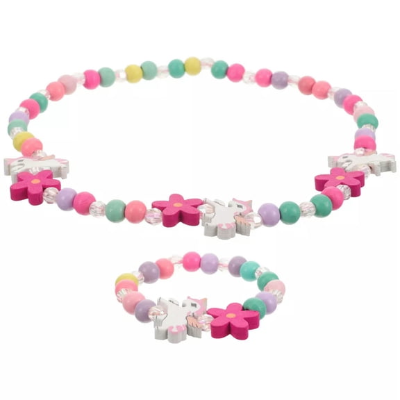 K-KED Colorful Plastic Wooden Toddler Girl Child Pretend Play Bracelet Kids Jewelry