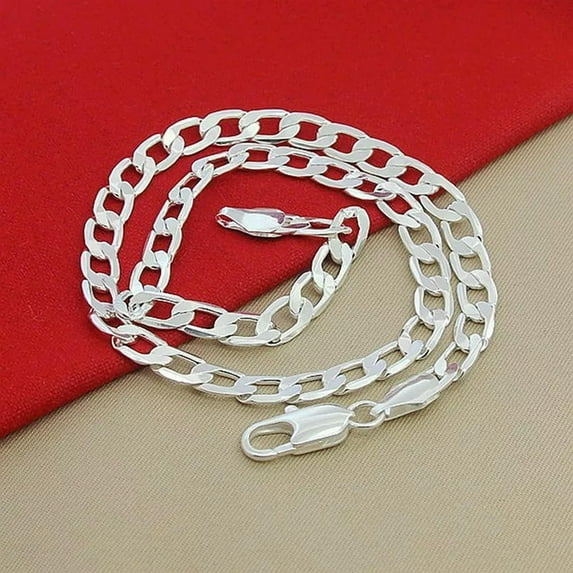 K-KED Contemporary Edge 925 Sterling Silver 8mm 18 inch Sideways Chain Necklaces-default
