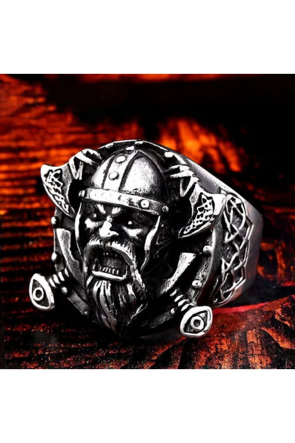 Cross Axe Viking Warrior Ring Stainless Steel Gothic Men's Skull Ring Biker Punk-13