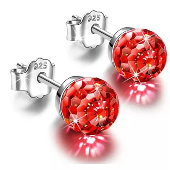 K-KED Crystal Ball Earrings Fashion Colorful Ear Studs Accessories Sweet Delicate Jewelry -Red