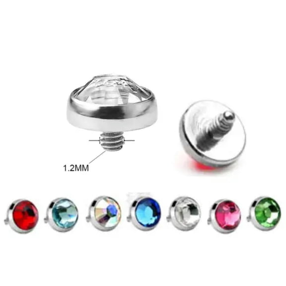 K-KED Crystal Dermal Anchor Head Surgical Steel Surface Piercing Skin Diver 3 4 5 6mm-5mm-Clear