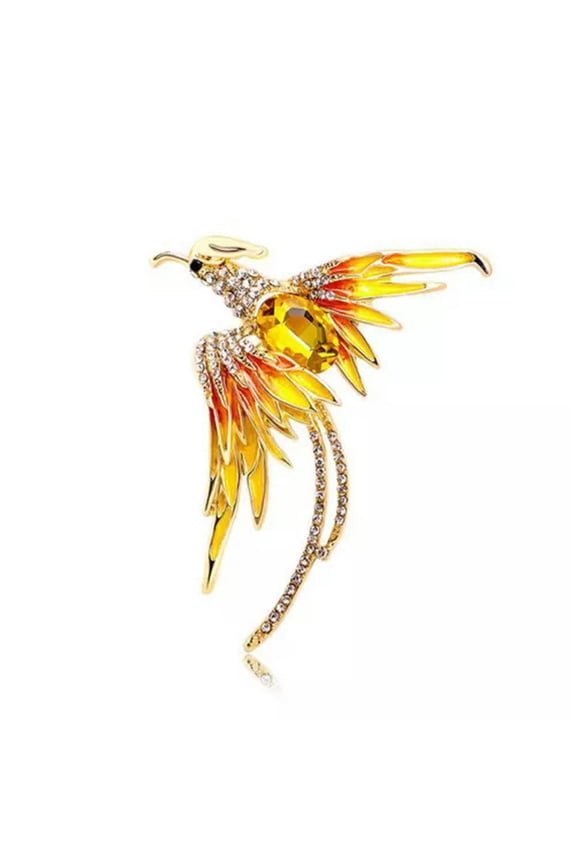 Crystal Enamel Phoenix Bird Brooches Animal Pin For Women Men Brooch Pin Gi-lq_-Yellow
