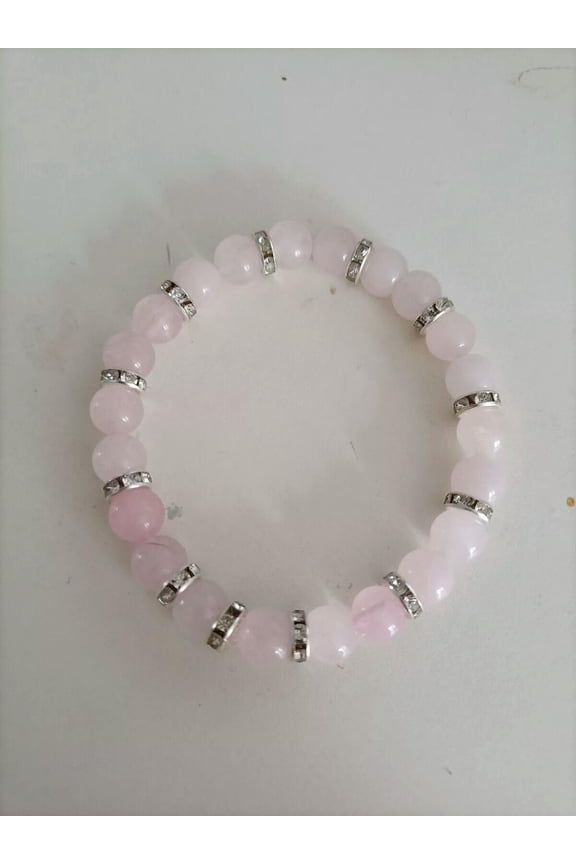 Crystal Gemstone Bracelet Bead Pink Rose Quartz Natural Stone Anxiety 8mm
