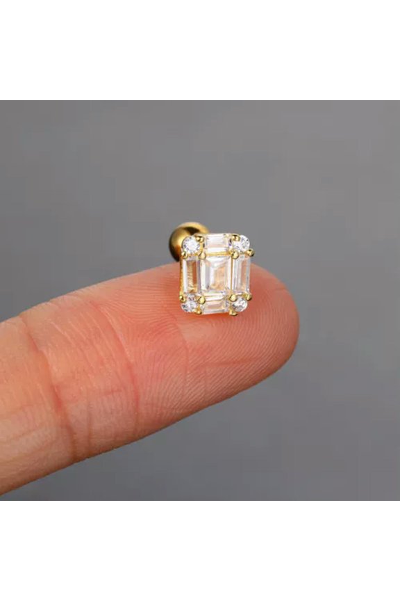 Crystal Helix Cartilage Tragus Ear Studs Hoop Earrings Top Upper Ear Piercing-3#-Gold