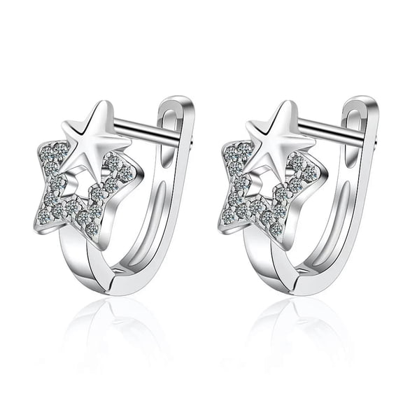 K-KED Crystal Hoop Earings Sterling Silver Ear rings Diamante Rhinestone Hooped