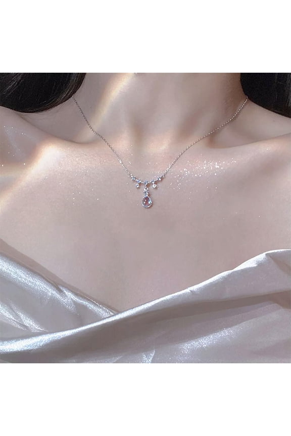 Cubic Zirconia Wedding Bridal Necklace Dainty Crystal Pendant Necklace Gift USA