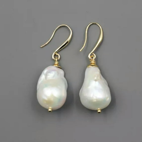 K-KED Cultured White Keshi Baroque Pearl Necklace Bracelet Earrings Sets For Women-earrings