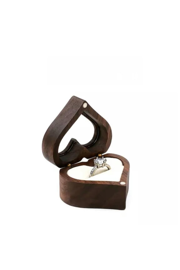 Custom Name Wooden Ring Earrings Gift box Heart Delicate Jewelry storage box For Wedding-TW-1