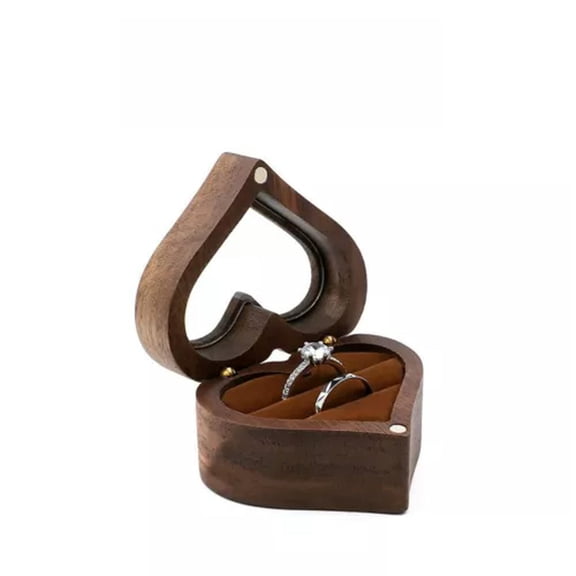 K-KED Custom Name Wooden Ring Earrings Gift box Heart Delicate Jewelry storage box For Wedding-TZ-2