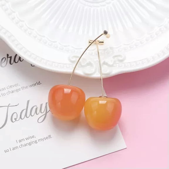 K-KED Cute Cherry Fruit Metal Pierced Earrings Women Drop Dangle Wedding Accessories-yellow