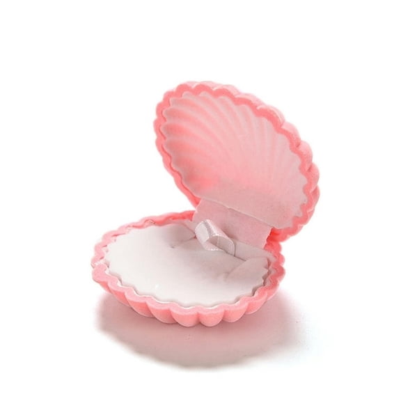 K-KED Cute Shell Velvet Gift Box Ring Pendant Delicate Jewelry Earrings Storage Display Case-pink