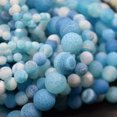 thumbnail image 1 of K-KED Dark Blue Crackle Agate FROSTED Matte Gemstone Round Beads - 6mm 8mm 10mm-12 mm, 1 of 6