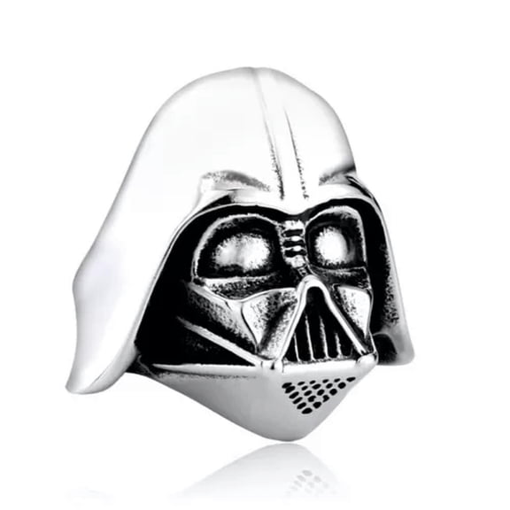 K-KED Darth Vader War Robot Warrior Helmet Ring Stainless Steel Biker Punk Men's Ring-13
