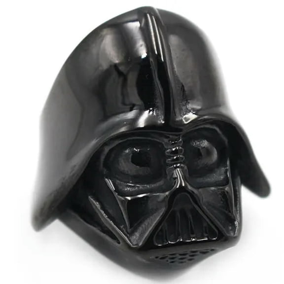 K-KED Darth Vader Warrior Helmet Ring Stainless Steel War Robot Biker Punk Men's Ring-10
