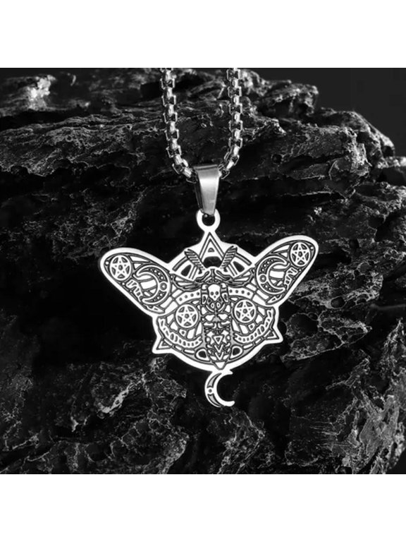 Death Moth Pendant Necklace Stainless Steel Chain Delicate Jewelry Gift Wholesale-default