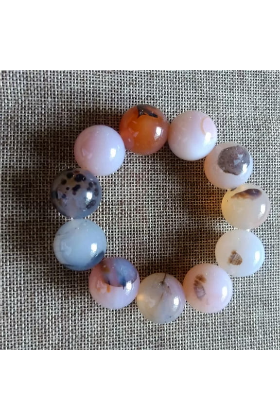 Delicate Jewelry Agate Ocean Chalcedony 20mm Single Circle Bracelet Men's Women's Beads