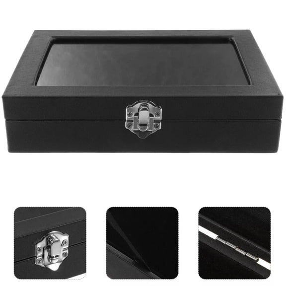 K-KED Delicate Jewelry Display Case Badge Storage Box Glass Container with Lid