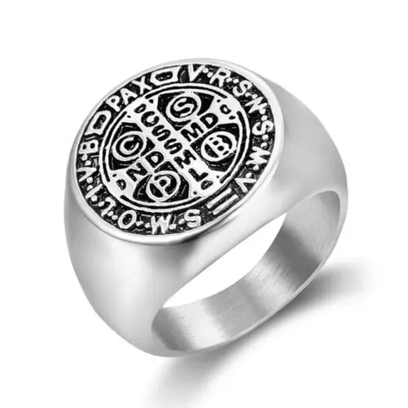 K-KED Demon Protection Ghost Hunter CSBP Catholic St Saint Benedict Ring Size 7-15-10-Silver