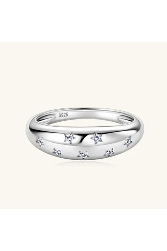 Dome Star Moissanite Ring for Women 925 Sterling Silver Statement Ring Size 5-10