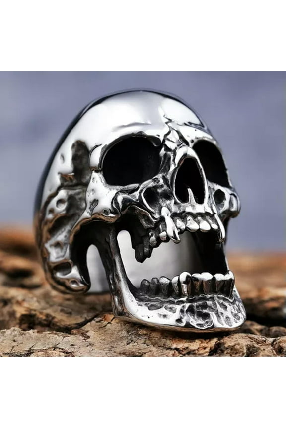 Domineering Gothic Fangs Skull Ring Stainless Steel Vampire Biker Delicate Jewelry Ring-15