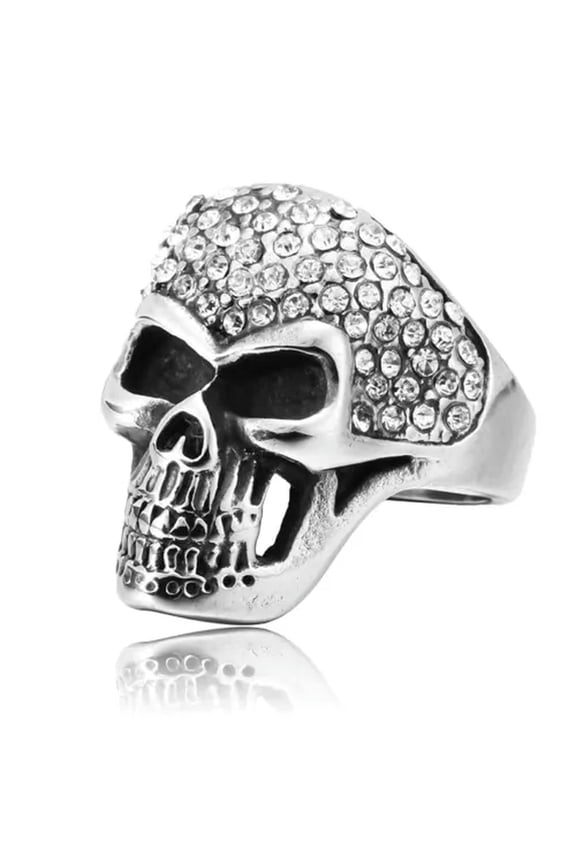 Domineering Men's CZ Skull Ring Stainless Steel Gothic Skull Cool Rock Punk Ring-9