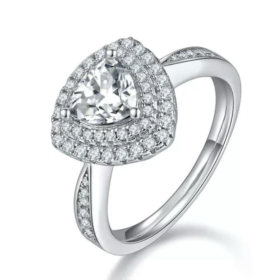 K-KED Double Halo D Color Real Moissanite Engagement Rings 925 Silver GRA Certificate