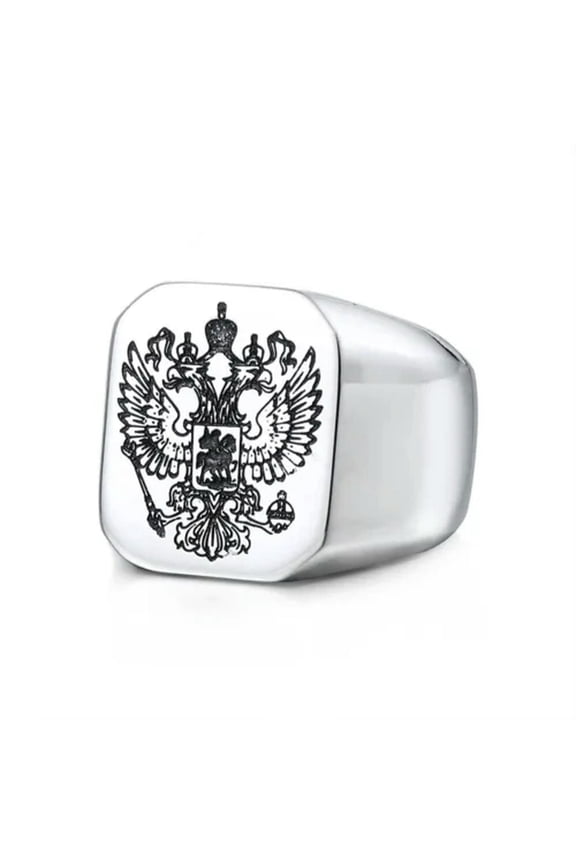 Double Headed Eagle Empire Ring Stainless Steel Vintage Men's Byzantine Ring-7