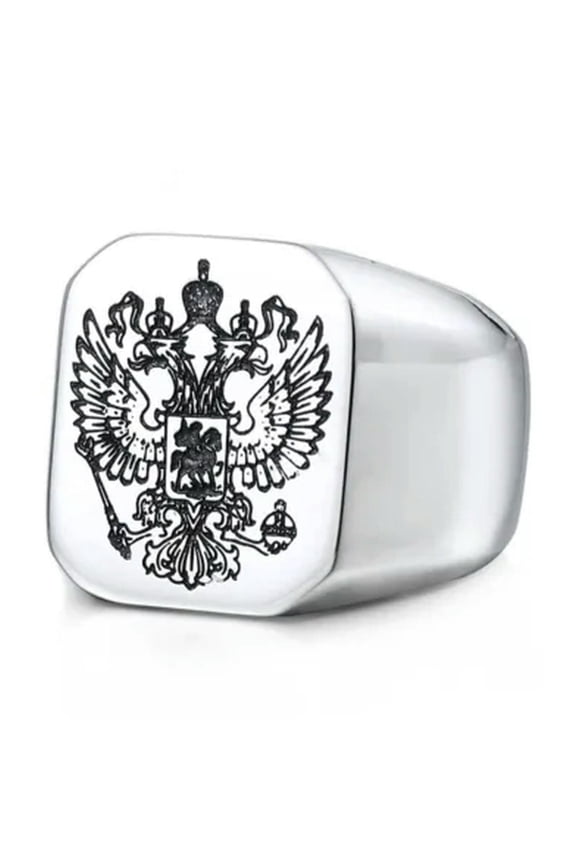 Double Headed Eagle Empire Ring Stainless Steel Vintage Men's Byzantine Ring-9