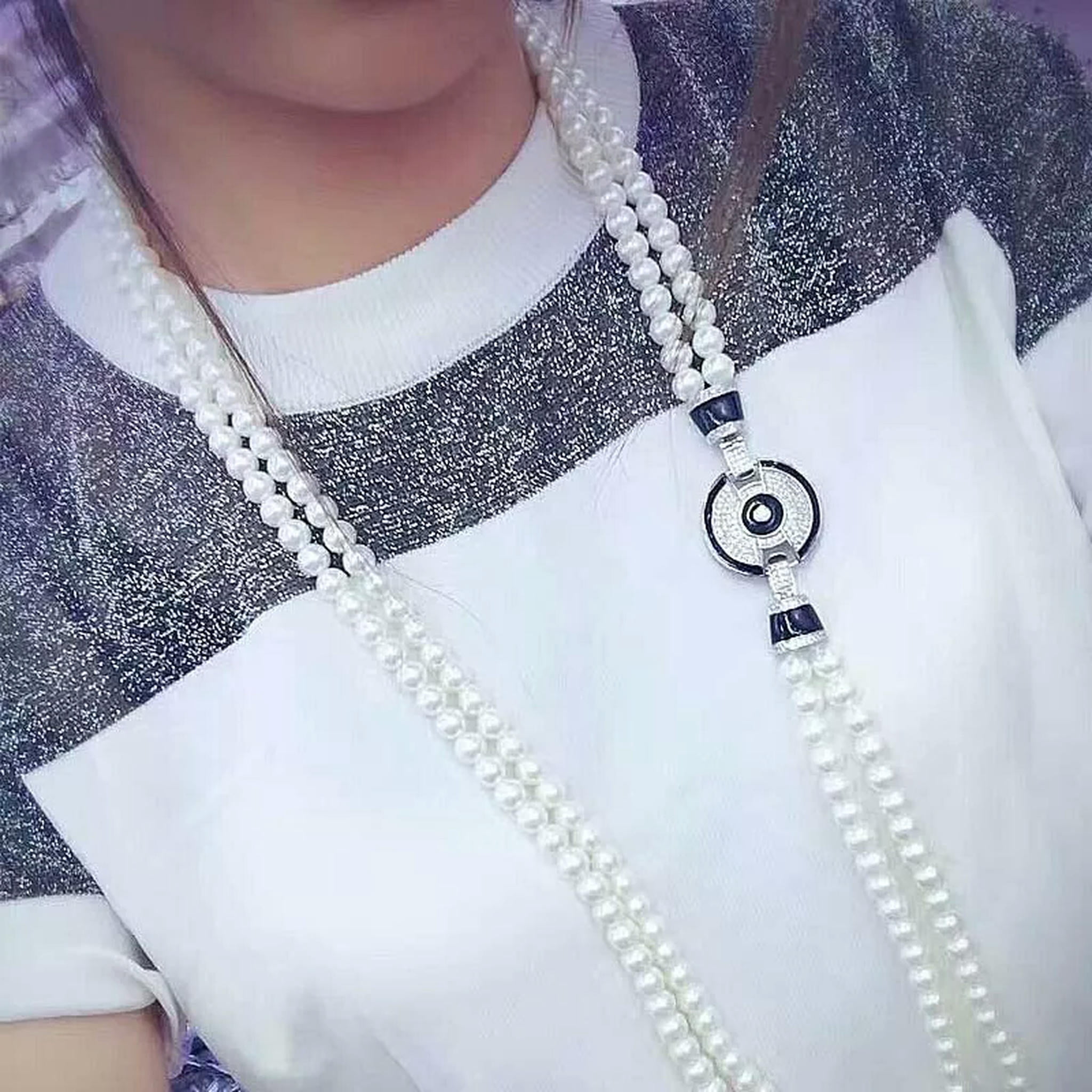 Collana Di Perle Barocche Naturali Akoya 7-8 Mm – Argento Grigio Dolce – Fatte A Mano