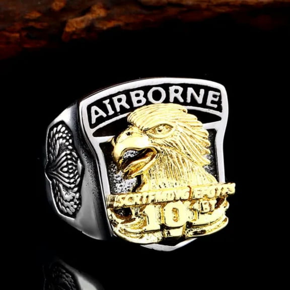 K-KED Eagle Airborne US Air Army Ring Stainless Steel Vintage Men's Biker Punk Ring-12