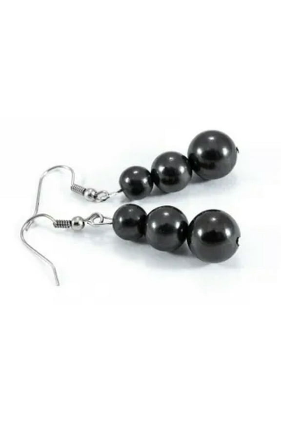 Earrings Three Beads Shungite C60 Fullerenes Karelia EMF protection Russia
