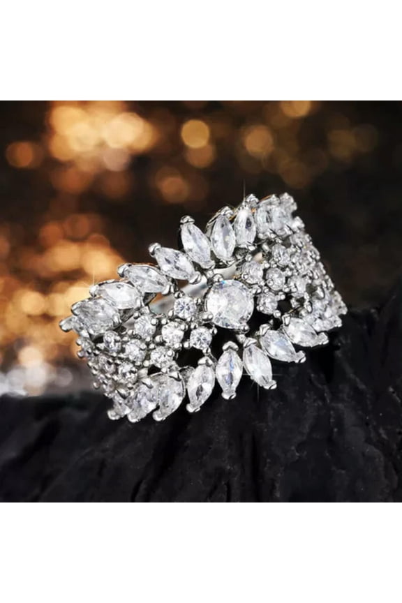 Elegant 925 Silver Filled Ring Delicate Jewelry Women Party Ring ping Sz 6-10-7