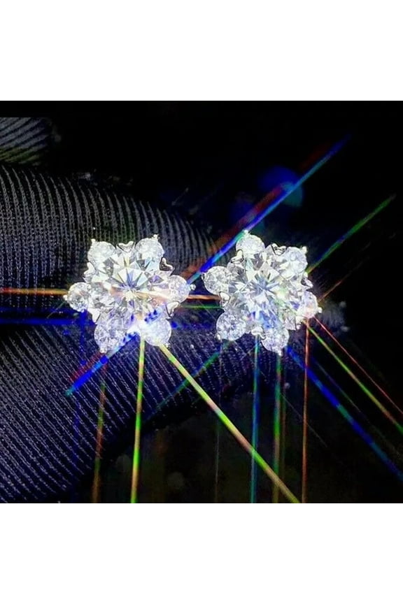 Elegant 925 Silver Filled Stud Earrings Cubic Zirconia Wedding Delicate Jewelry A Pair