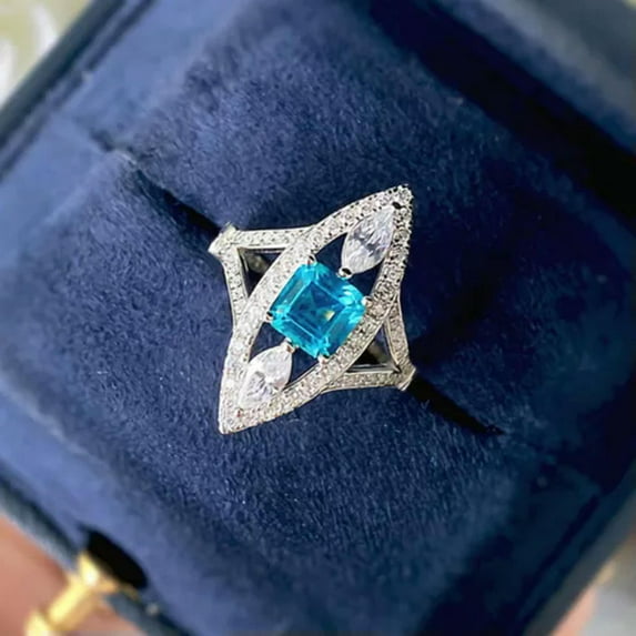 K-KED Elegant 925 Silver Plated Cubic Zircon Ring Women Delicate Jewelry Wedding Gift Sz 6-10-6