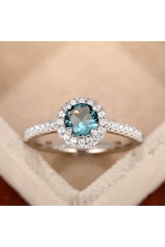Elegant Delicate Jewelry Round Cubic Zircon 925 Silver Filled Ring Wedding Ring Sz 6-10-10-Royal Blue