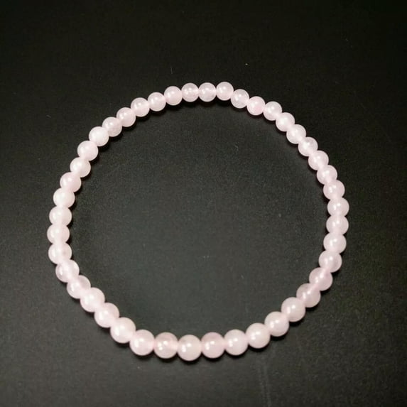 K-KED Elegant Genuine Rose Quartz Gemstone 4mm Bracelet Elasticcord Christmas Gift