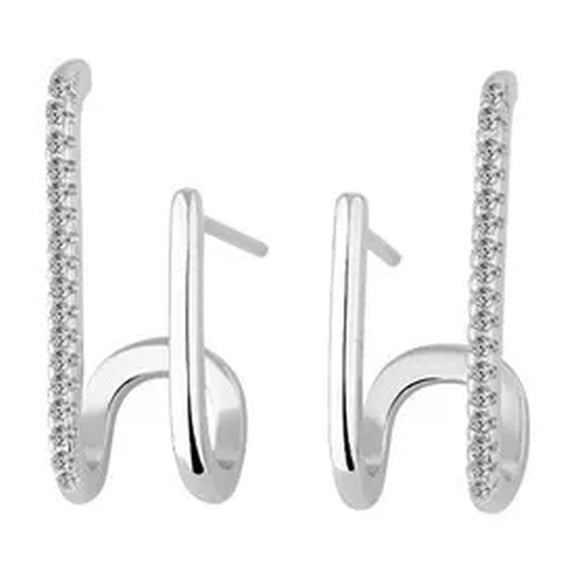 K-KED Elegant Women Cubic Zirconia Stud Earring Yellow Gold Filled Party Jewelry-Silver